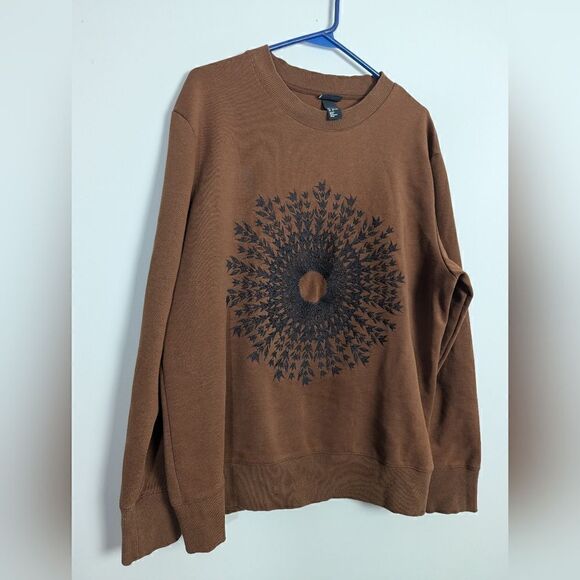 H&M crew neck embroidered crew neck Brown and black L - Picture 6 of 7